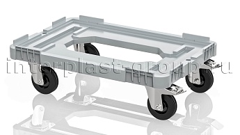Тележка пластиковая с отверстием 2 колеса с тормозом усиленная серая в Нижнем Новгороде