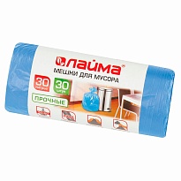 Мешки для мусора 30 л, синие, в рулоне 30 шт., ПНД, 10 мкм, 600х500 мм, LAIMA, 601378 в Нижнем Новгороде