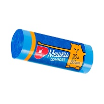 Мешки для мусора 20 л, синие, в рулоне 30 шт., ПНД, 8 мкм, 500х400 мм, Comfort, М0017 (МН 20-30с) в Нижнем Новгороде