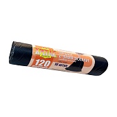 Мешки для мусора 120 л, с завязками, черные, в рулоне 10 шт., ПНД, 16 мкм, 1100х700 мм, Крепак, 4607075710320