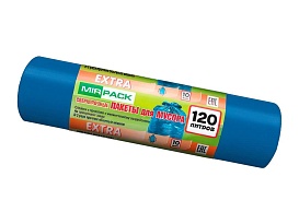 Мешки для мусора 120 л, синие, в рулоне 10 шт., ПНД, 14 мкм, 1100х700 мм, EXTRA, ex1201802 в Нижнем Новгороде
