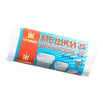 Мешки для мусора 30 л, белые, в рулоне 30 шт., ПНД, 5 мкм, 560х480 мм, Эконом, МЭ2585 (МНЭ 30-30б) в Нижнем Новгороде