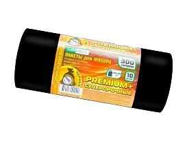 Мешки для мусора 300 л, черные, в рулоне 10 шт., ПВД 70 мкм, 1400х1000 мм, PREMIUM+, 30010160 в Нижнем Новгороде