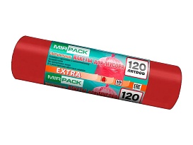Мешки для мусора 120 л, красные, в рулоне 10 шт., ПНД, 14 мкм, 1100х700 мм, EXTRA, ex1201805 в Нижнем Новгороде