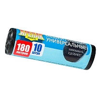 Мешки для мусора 180 л, с ушками, черные, в рулоне 10 шт., ПНД, 20 мкм, 1150х800 мм, Крепак, 4607075710498 в Нижнем Новгороде
