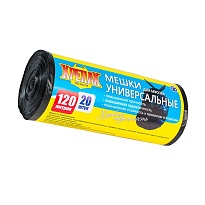 Мешки для мусора 120 л, черные, в рулоне 20 шт., ПНД, 15 мкм, 1100х700 мм, Крепак, 4607075710207 в Нижнем Новгороде