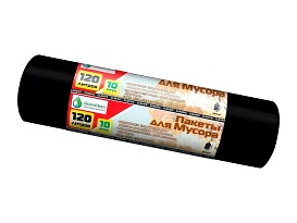 Мешки для мусора 120 л, черные, в рулоне 10 шт., ПНД, 12 мкм, 1100х700 мм, MIRPACK Classik, 1201011 в Нижнем Новгороде
