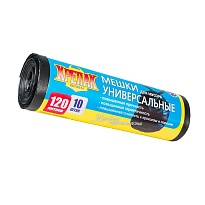 Мешки для мусора 120 л, черные, в рулоне 10 шт., ПНД, 15 мкм, 1100х700 мм, Крепак, 4607075710214 в Нижнем Новгороде
