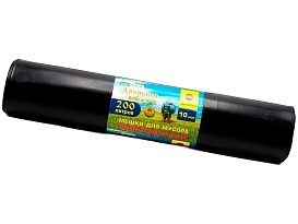 Мешки для мусора 200 л, ароматизированные, черные, в рулоне 10 шт., ПВД, 100 мкм, 1200х800 мм, Добрыня, Dob20010black в Нижнем Новгороде