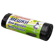 Мешки для мусора 160 л, черные, в рулоне 10 шт., ПВД, 23 мкм, 1200х900 мм, Любаша, 607681 в Нижнем Новгороде