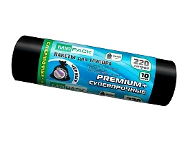 Мешки для мусора 220 л, черные, в рулоне 10 шт., ПВД, 45 мкм, 1250х930 мм, PREMIUM+, 2201068 в Нижнем Новгороде