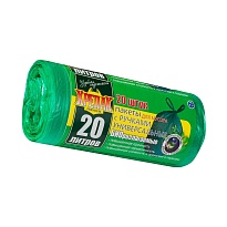 Мешки для мусора 20 л, биоразлагаемые, с ручками, черные, в рулоне 30 шт., ПНД, 10 мкм, 550х440 мм, Крепак, 4607075710047 в Нижнем Новгороде