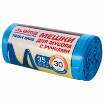 Мешки для мусора 35 л, с ручками, синие, в рулоне 30 шт., ПНД, 9 мкм, 540х500 мм, LAIMA ULTRA, 607683 в Нижнем Новгороде