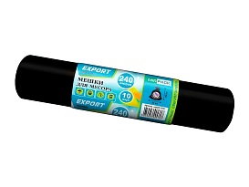 Мешки для мусора 240 л, черные, в рулоне 10 шт., ПВД 80 мкм, 1300х930 мм, EXPORT, exp 24010167 в Нижнем Новгороде
