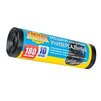Мешки для мусора 180 л, черные, в рулоне 10 шт., ПНД, 20 мкм, 1150х800 мм, Крепак, 4607075710481 в Нижнем Новгороде