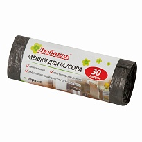 Мешки для мусора 30 л, черные, в рулоне 20 шт., ПНД, 5 мкм, 550х470 мм, Любаша эконом, 605329 в Нижнем Новгороде