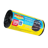 Мешки для мусора 120 л, черные, в рулоне 30 шт., ПНД, 15 мкм, 1100х700 мм, Крепак, 4607075710122 в Нижнем Новгороде