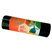 Мешки для мусора 60 л, черные, в рулоне 30 шт., ПНД, 6 мкм, 640х580 мм, Концепция Быта EcoClean, 603890 в Нижнем Новгороде