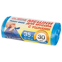 Мешки для мусора 35 л, с ушками, синие, в рулоне 30 шт., ПНД, 11 мкм, 650х500 мм, LAIMA ULTRA, 607684 в Нижнем Новгороде