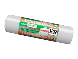 Мешки для мусора 120 л, белые, в рулоне 10 шт., ПНД, 14 мкм, 1100х700 мм, EXTRA, ex1201803 в Нижнем Новгороде