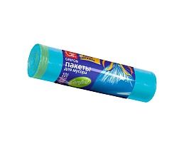 Мешки для мусора 120 л, с завязками, голубые, в рулоне 10 шт., ПНД, 18 мкм, 1100х700 мм, GRIFON, 101-065 в Нижнем Новгороде
