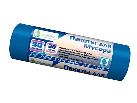 Мешки для мусора 30 л, синие, в рулоне 20 шт., ПНД, 7 мкм, 600х500 мм, MIRPACK Classik, 302041 в Нижнем Новгороде