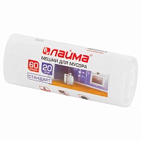 Мешки для мусора 60 л, белые, в рулоне 20 шт., ПНД, 7 мкм, 680х580 мм, LAIMA, 605539 в Нижнем Новгороде