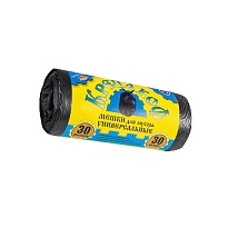 Мешки для мусора 30 л, с ушками, черные, в рулоне 30 шт., ПНД, 8 мкм, 580х460 мм, Крепакоф, 4607075710238 в Нижнем Новгороде