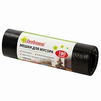 Мешки для мусора 180 л, черные, в рулоне 10 шт., ПВД, 24 мкм, 1060х800 мм, Любаша, 605336 в Нижнем Новгороде