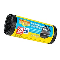 Мешки для мусора 20 л, черные, в рулоне 30 шт., ПНД, 10 мкм, 550х440 мм, Крепак, 4607075710092 в Нижнем Новгороде