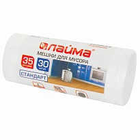 Мешки для мусора 35 л, белые, в рулоне 30 шт., ПНД, 6 мкм, 550х480 мм, LAIMA, 605538 в Нижнем Новгороде