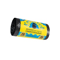 Мешки для мусора 20 л, с ушками, черные, в рулоне 30 шт., ПНД, 10 мкм, 550х440 мм, Крепакоф, 4607075710221 в Нижнем Новгороде