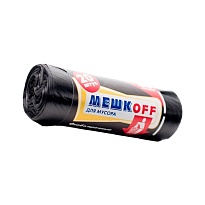 Мешки для мусора 60 л, черные, в рулоне 20 шт., ПНД, 9 мкм, 700х600 мм, МЕШКОFF, 4045 в Нижнем Новгороде